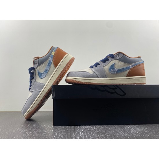 Jordan 1 Low SE Phantom Repaired Denim Swoosh Men