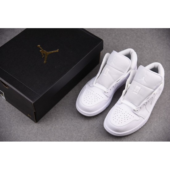 Jordan 1 Low Triple White Tumbled Leather Men